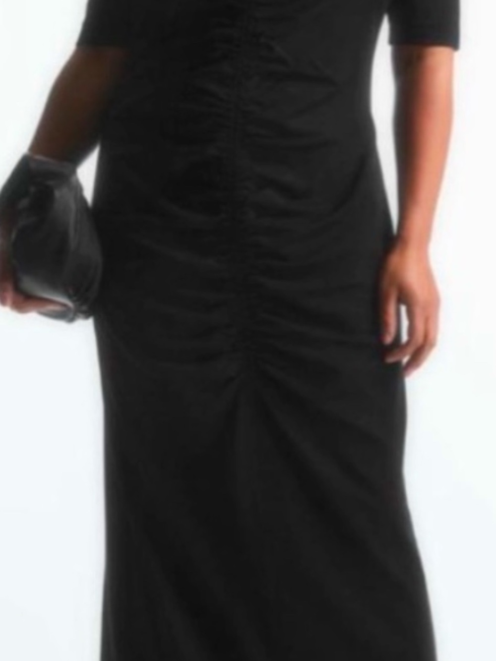 COS Black Ruched Front Maxi Dress, Size L -NWT - Picture 3 of 9